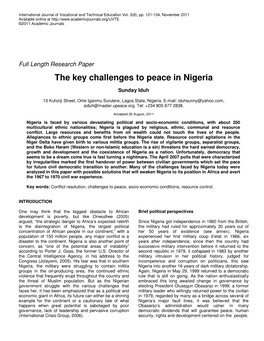 The Key Challenges to Peace in Nigeria