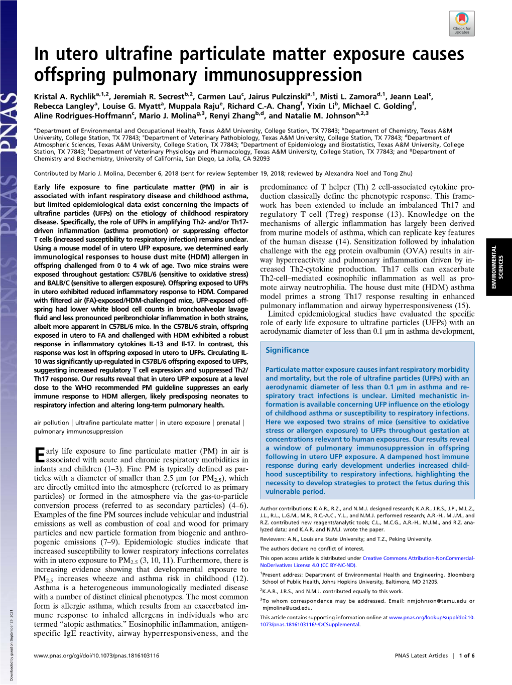 In Utero Ultrafine Particulate Matter Exposure Causes Offspring Pulmonary Immunosuppression