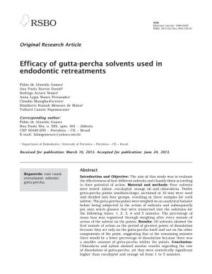 Efficacy of Gutta-Percha Solvents Used in Endodontic Retreatments