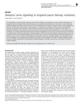 Adaptive Stress Signaling in Targeted Cancer Therapy Resistance