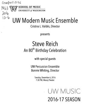 L}-~ UW Modern Music Ensemble UW MUSIC