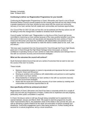 South Somerset District Council Press Release