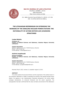 Lithuanian Referendum on Extending Power of Ignalina Nuclear Power