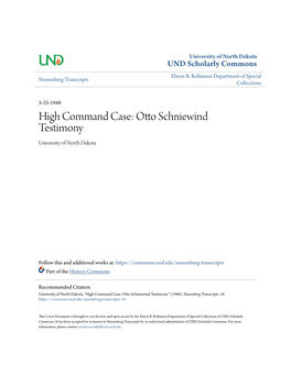 Otto Schniewind Testimony University of North Dakota