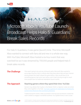 Microsoft Xbox's Youtube Launch Broadcast Helps Halo 5: Guardians