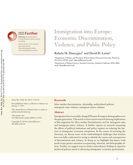Immigration Into Europe: Economic Discrimination, Violence, and Public Policy