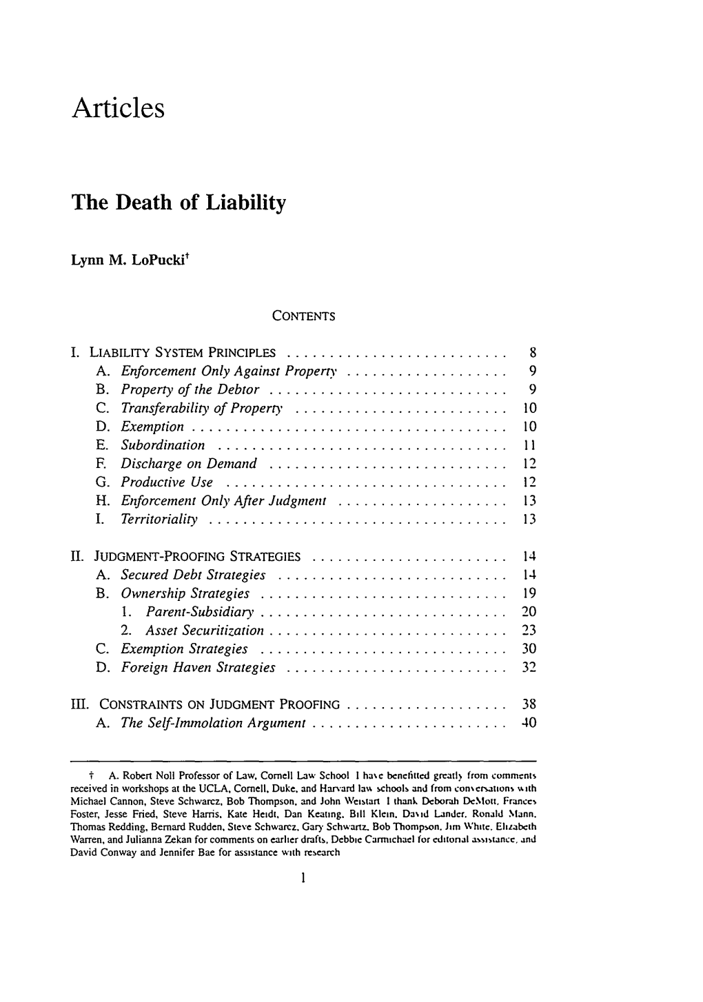 The Death of Liability
