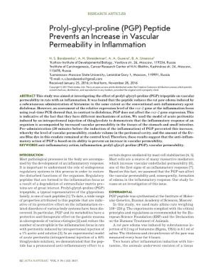 Peptide Prevents an Increase in Vascular Permeability in Inflammation