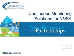 Continuous Monitoring Solutions for NNSA