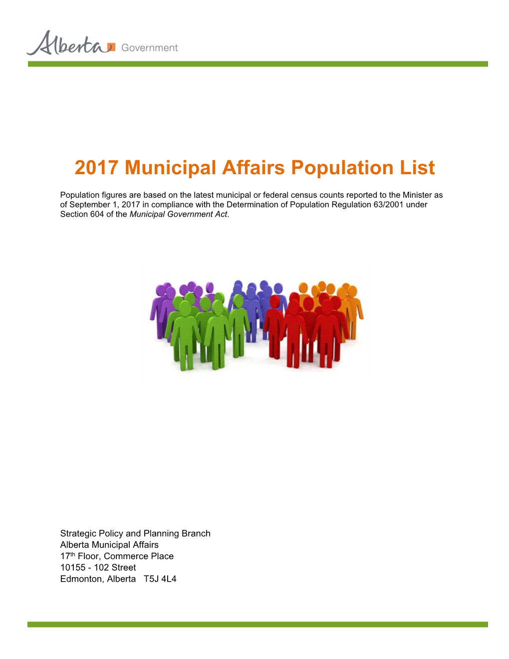 2017 Municipal Affairs Population List