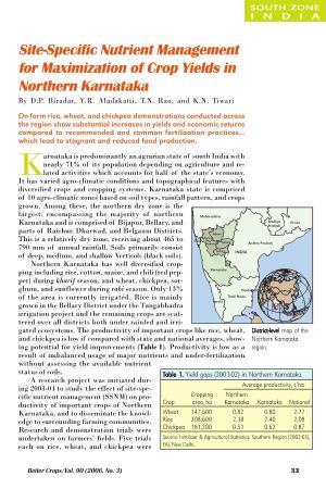 Site-Specific Nutrient Management for Maximization of Crop Yields in Northern Karnataka by D.P