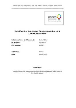 Justification Document for the Selection of a Corap Substance
