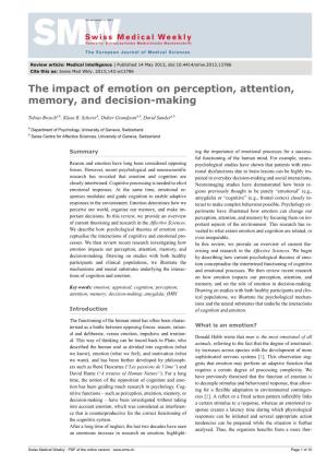 The Impact of Emotion on Perception, Attention, Memory, and Decision-Making