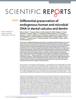 Differential Preservation of Endogenous Human and Microbial
