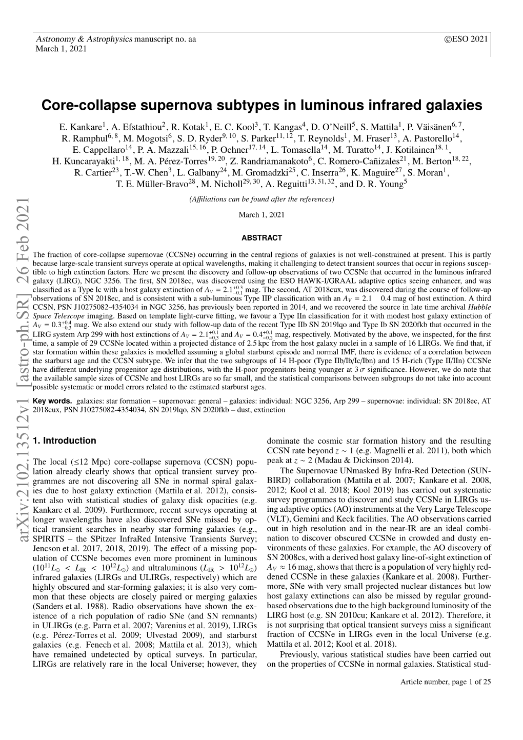 Core-Collapse Supernova Subtypes in Luminous Infrared Galaxies