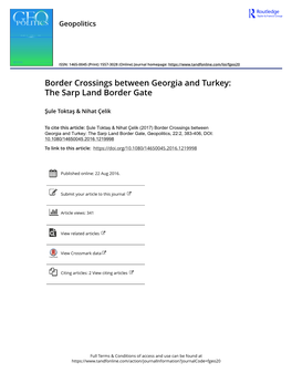 Border Crossings Between Georgia and Turkey: the Sarp Land Border Gate