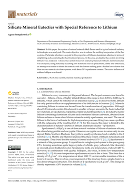 Silicate Mineral Eutectics with Special Reference to Lithium