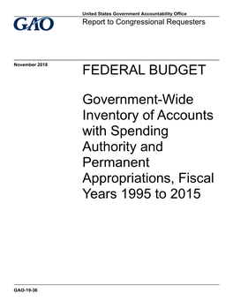 GAO-19-36, FEDERAL BUDGET: Government-Wide Inventory Of