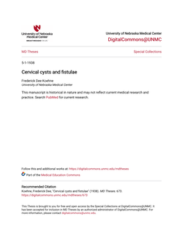 Cervical Cysts and Fistulae