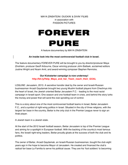 FOREVER PURE a Feature Documentary by MAYA ZINSHTEIN