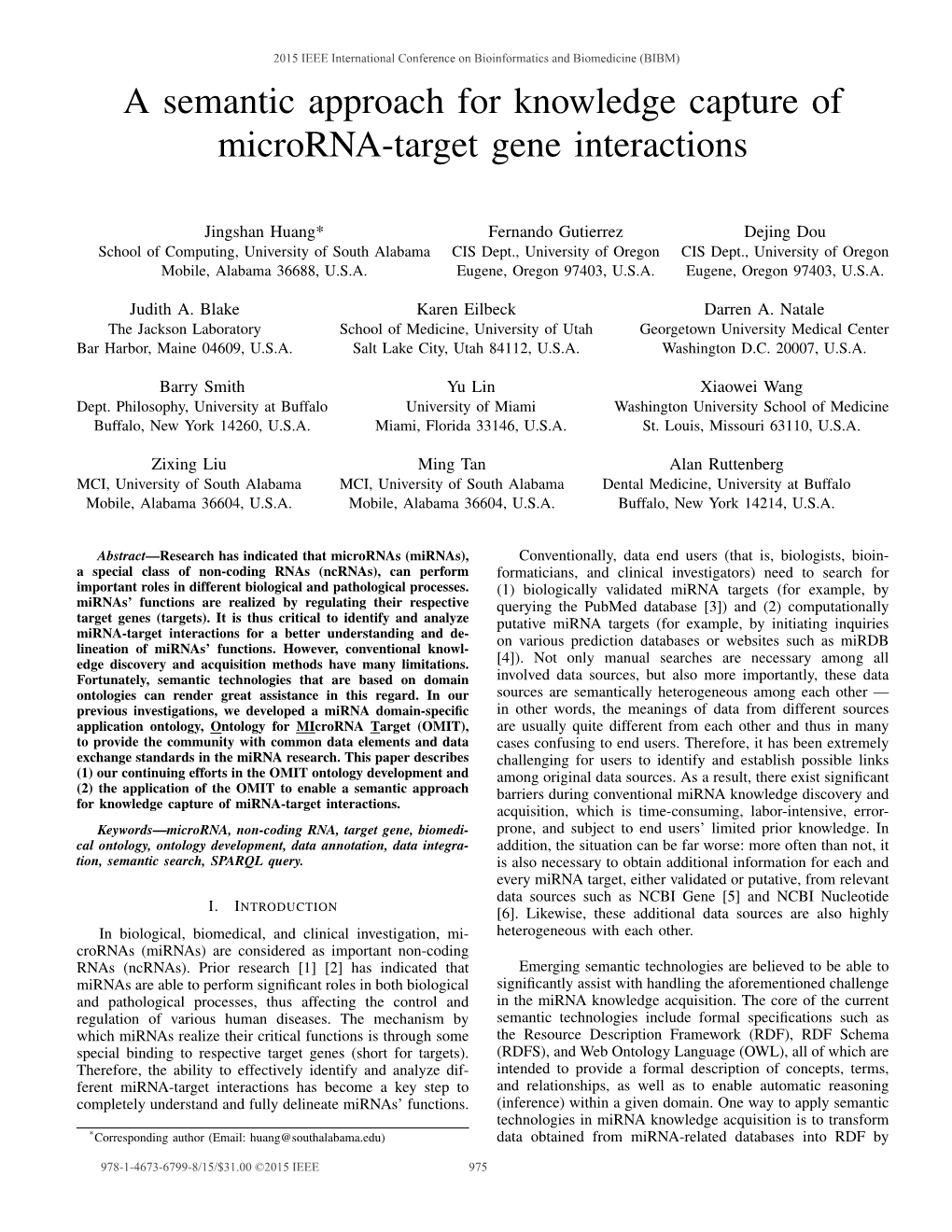 A Semantic Approach for Knowledge Capture of Microrna-Target Gene Interactions