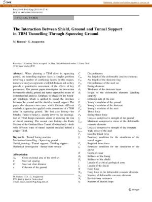 The Interaction Between Shield, Ground and Tunnel Support in TBM Tunnelling Through Squeezing Ground