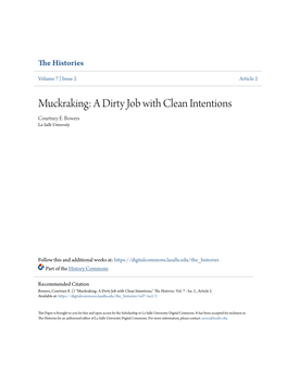 Muckraking: a Dirty Job with Clean Intentions Courtney E