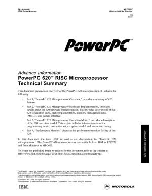 Powerpc 620™ RISC Microprocessor Technical Summary