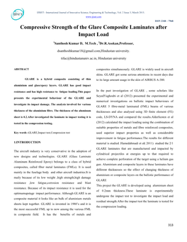 Compressive Strength of the Glare Composite Laminates After Impact Load