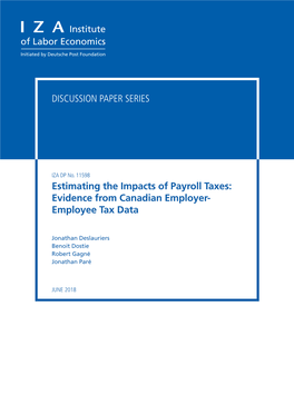 Estimating the Impacts of Payroll Taxes: Evidence from Canadian Employer- Employee Tax Data