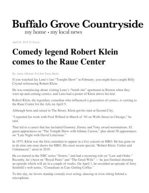 Comedy Legend Robert Klein Comes to the Raue Center