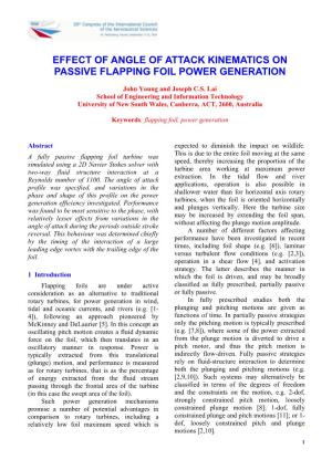 Effect of Angle of Attack Kinematics on Passive Flapping Foil Power Generation