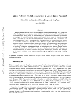 Social Network Mediation Analysis: a Latent Space Approach