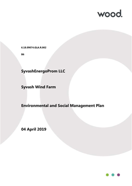 Syvashenergoprom LLC Syvash Wind Farm Environmental and Social