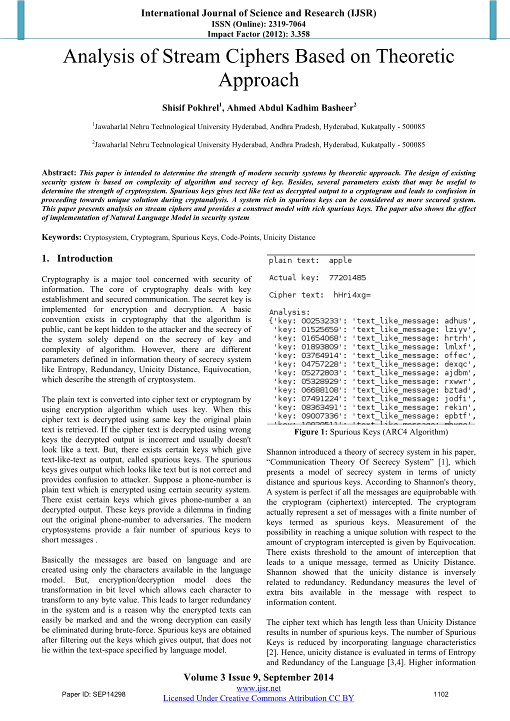 Analysis of Stream Ciphers Based on Theoretic Approach