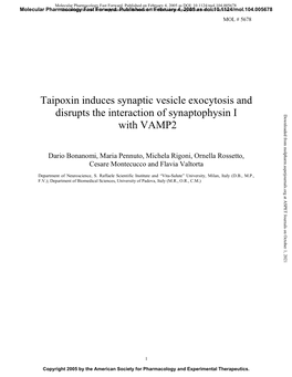 Taipoxin Induces Synaptic Vesicle Exocytosis And