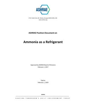 Ammonia As a Refrigerant