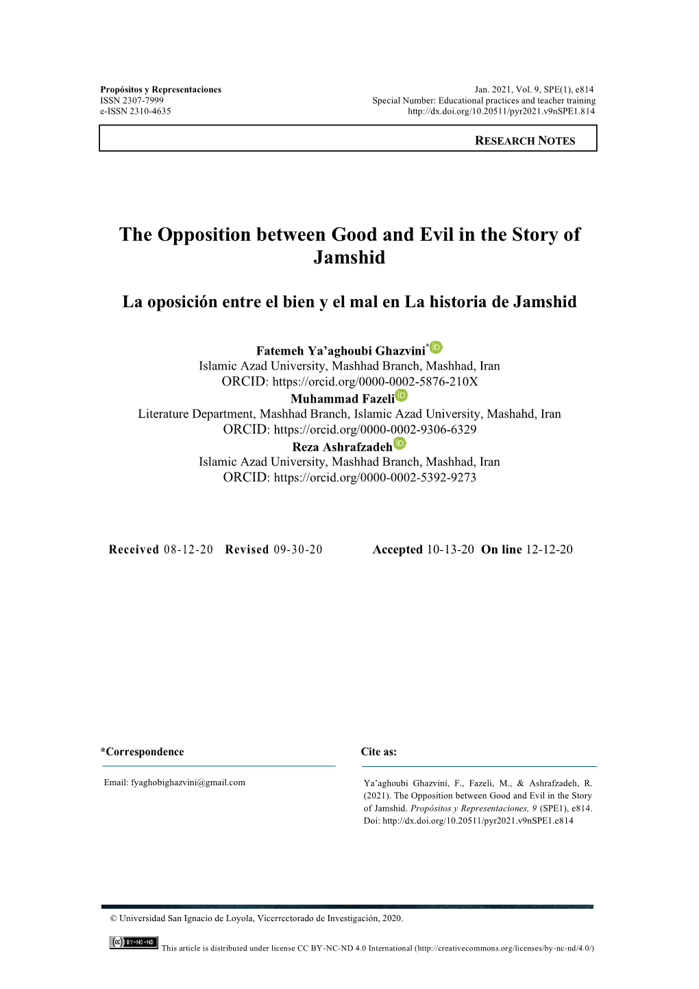 The Opposition Between Good and Evil in the Story of Jamshid