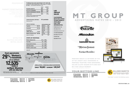 MT Group Circulation / Montana # of Households YOUR BOTTOM LINE ** Billings Gazette Wyoming Circulation X NAA 2.3 Readers Per Copy **Ravalli Is a M-F Publication