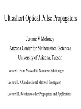 Ultrashort Optical Pulse Propagators