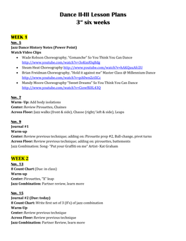 Dance II-III Lesson Plans 3Rd Six Weeks