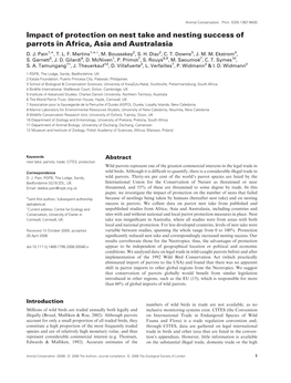 Impact of Protection on Nest Take and Nesting Success of Parrots in Africa, Asia and Australasia D