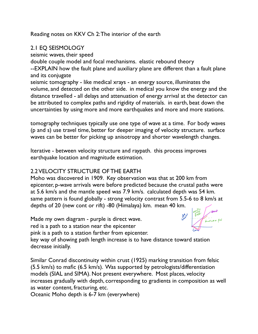 Reading Notes on KKV Ch 2: the Interior of the Earth 2.1 EQ