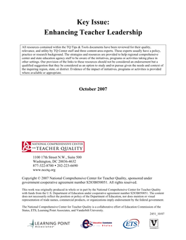 Key Issue: Enhancing Teacher Leadership