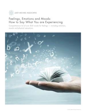 Feelings, Emotions and Moods