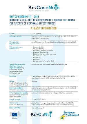 Building a Culture of Achievement Through the ASDAN Certificate of Personal Effectiveness A