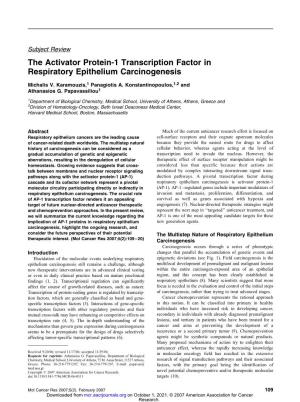 The Activator Protein-1 Transcription Factor in Respiratory Epithelium Carcinogenesis