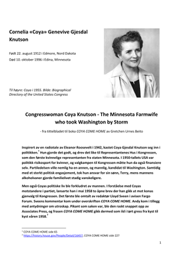 Coya Knutson - the Minnesota Farmwife Who Took Washington by Storm