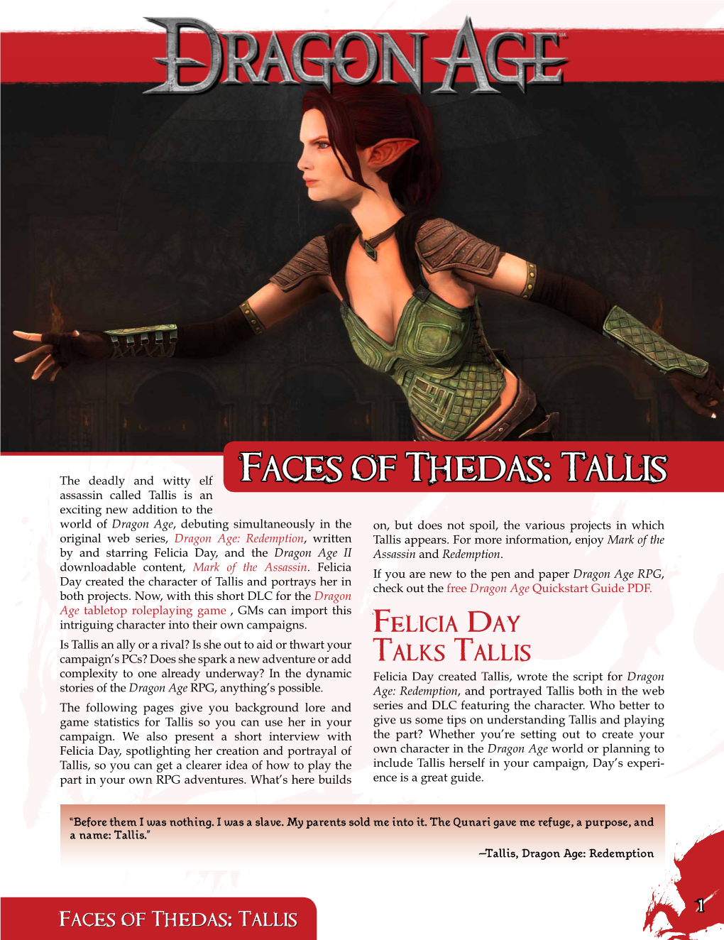 Faces of Thedas: Tallis