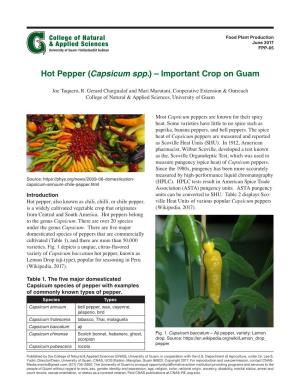 Hot Pepper (Capsicum Spp.) – Important Crop on Guam